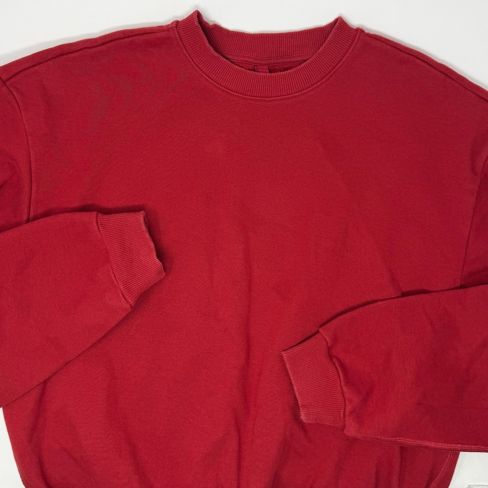 Skims Cotton Fleece Crewneck Merlot Red Sweatshirt Women's Medium Relaxed Fit